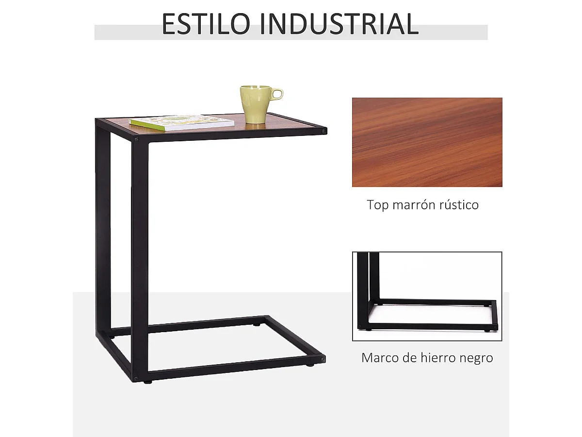 Mesa auxiliar nogal 40.6x50.8x64.2 cm HOMCOM