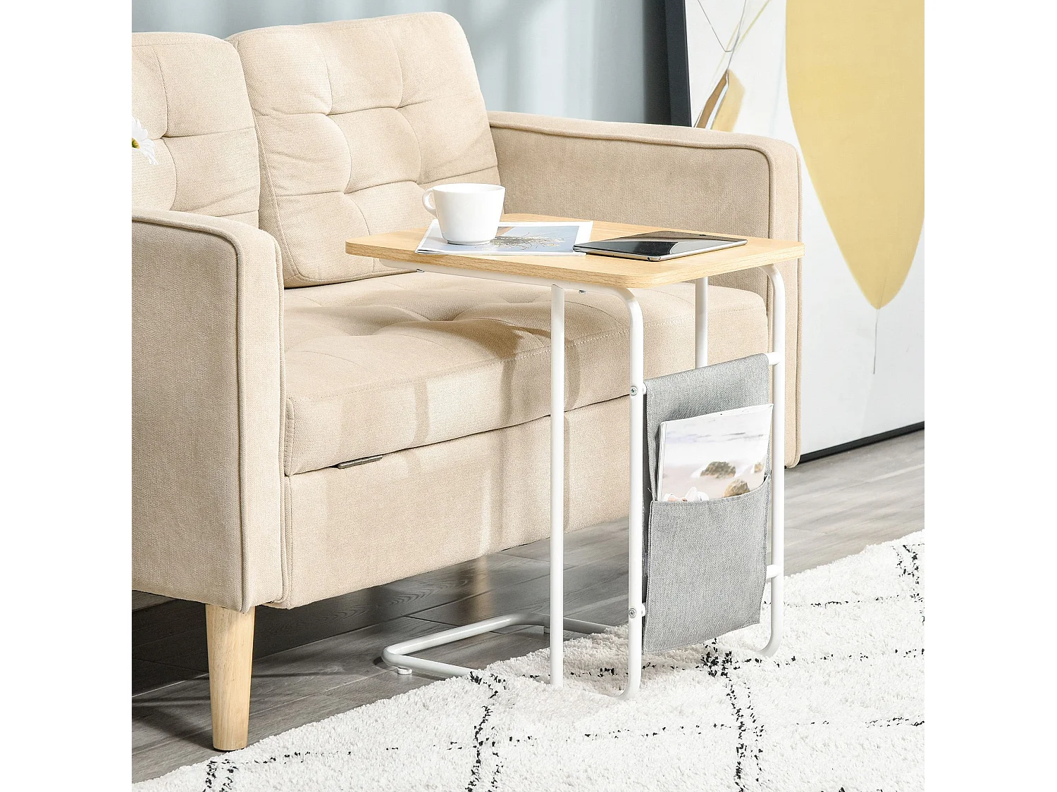 Mesa auxiliar roble 37x48x55.8 cm HOMCOM