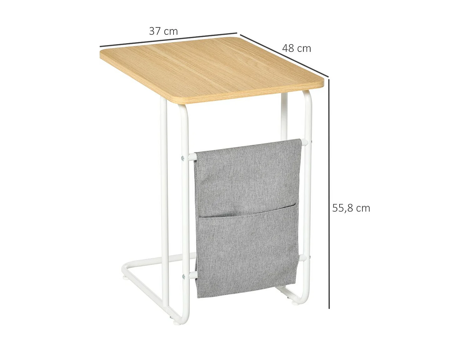 Mesa auxiliar roble 37x48x55.8 cm HOMCOM