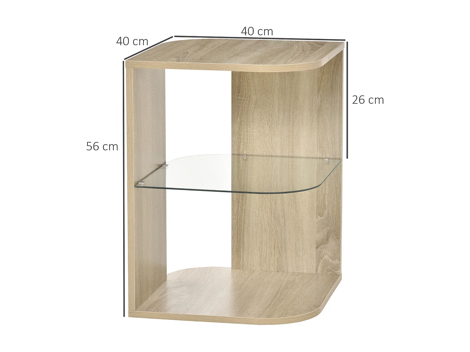 Mesita auxiliar de salón madera natural 40x40x56 cm HOMCOM