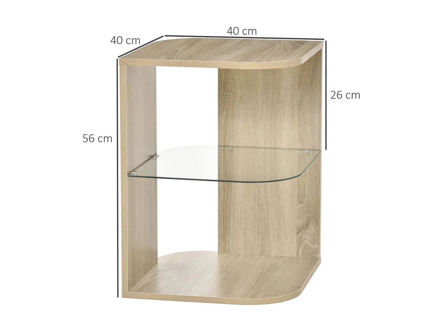 Mesita auxiliar de salón madera natural 40x40x56 cm HOMCOM