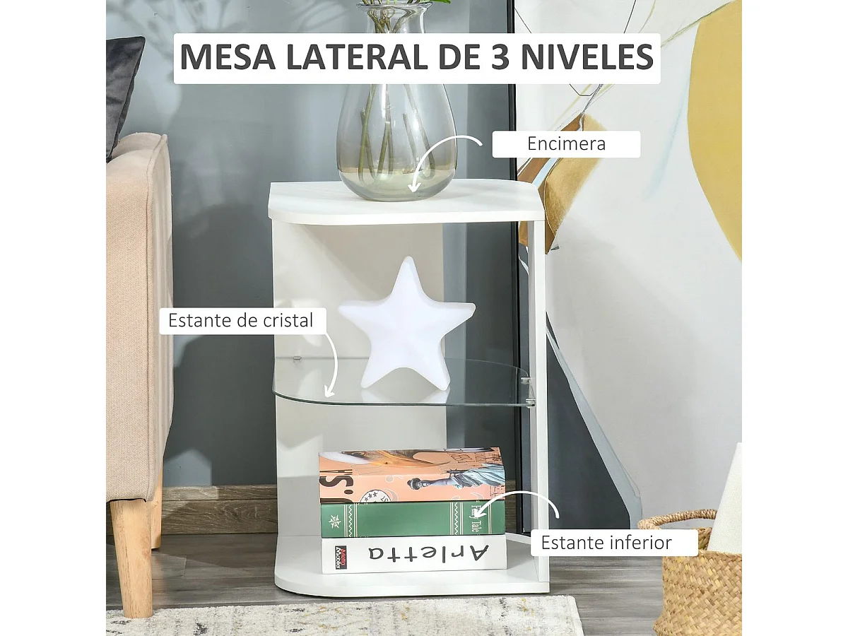 Mesita auxiliar de salón blanco 40x40x56 cm HOMCOM