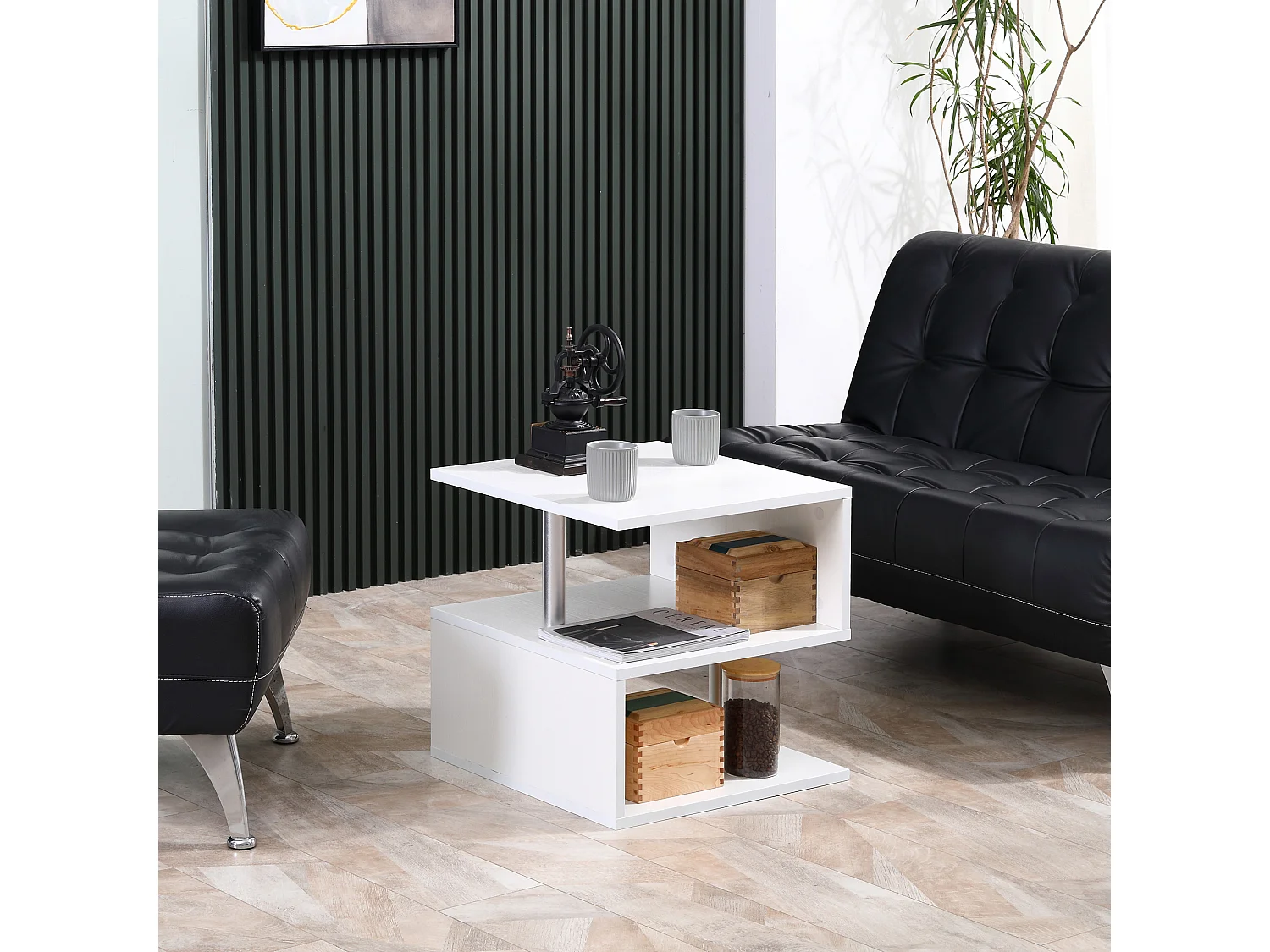 Mesa de centro café blanco 50x50x50 cm HOMCOM