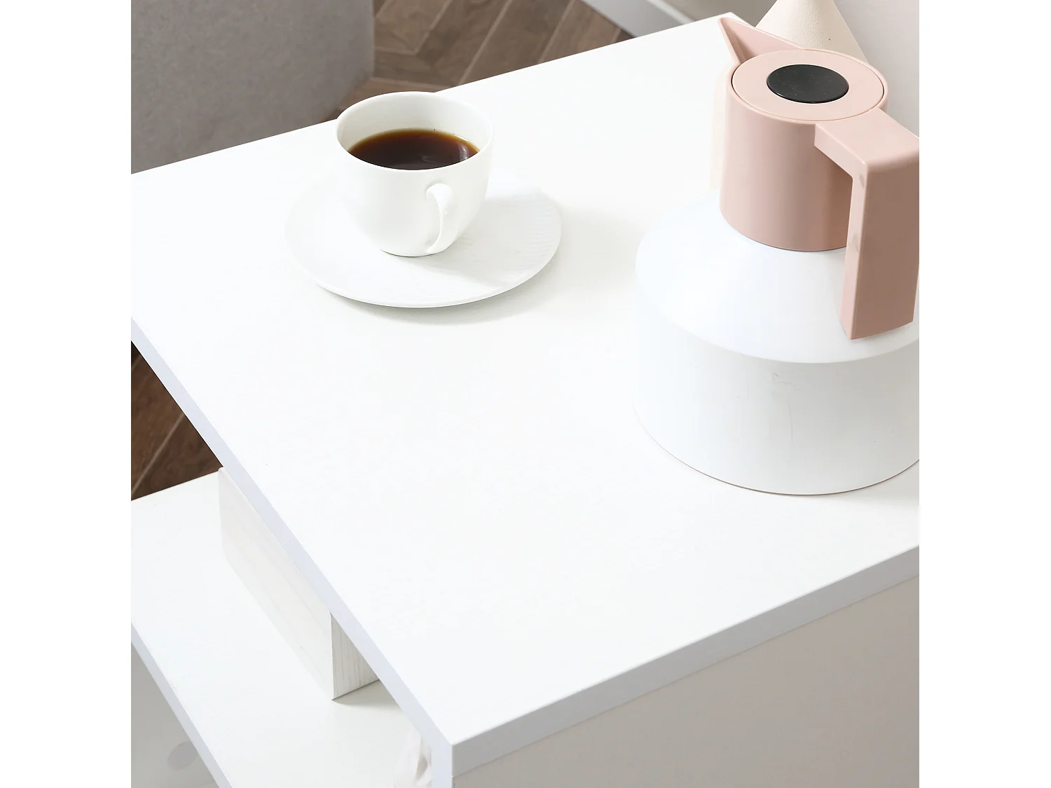 Mesa de centro café blanco 50x50x50 cm HOMCOM