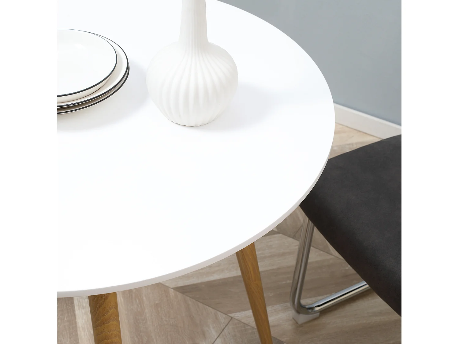 Mesa de comedor blanco y natural 72x72x75 cm HOMCOM