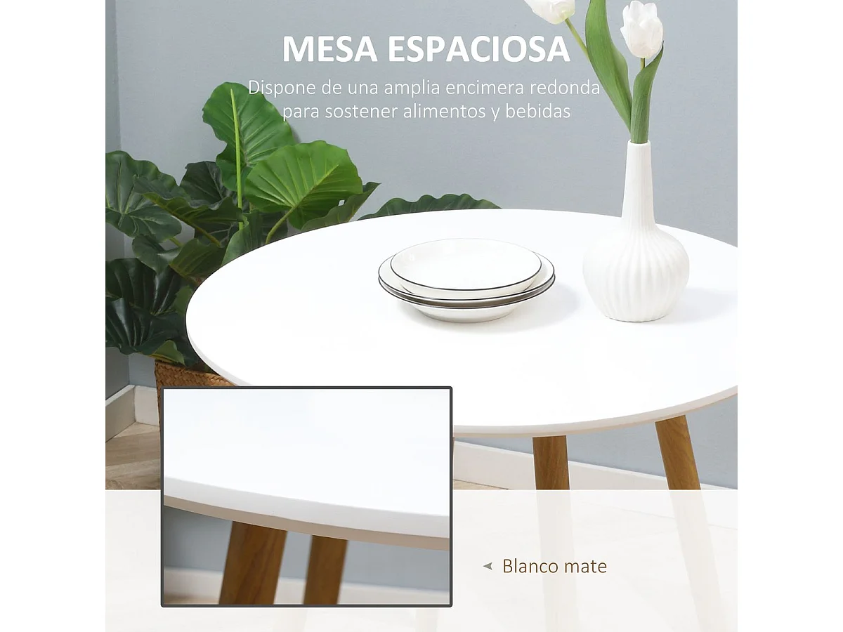 Mesa de comedor blanco y natural 72x72x75 cm HOMCOM
