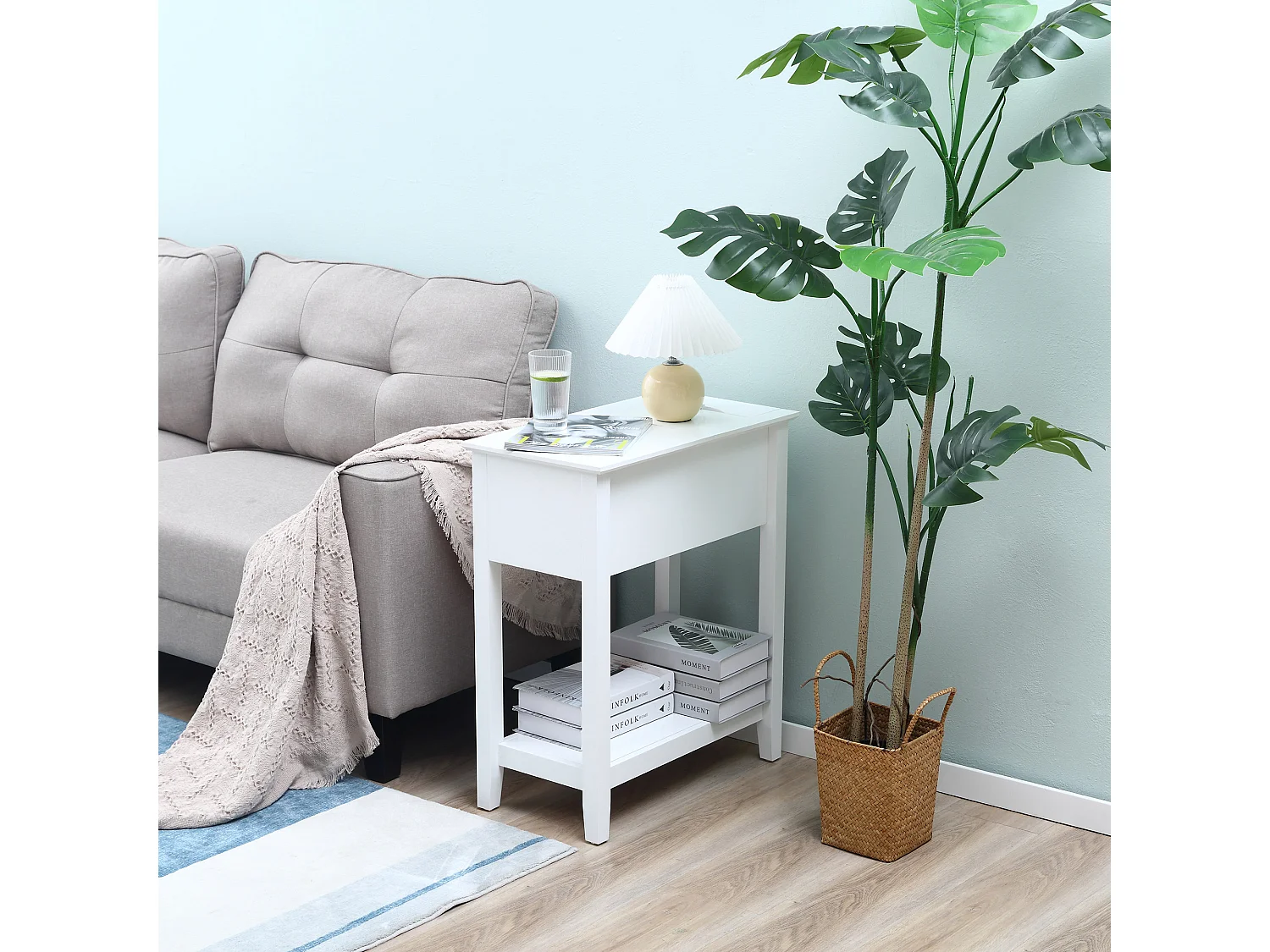 Mesa auxiliar blanco 60.5x32.5x70 cm HOMCOM