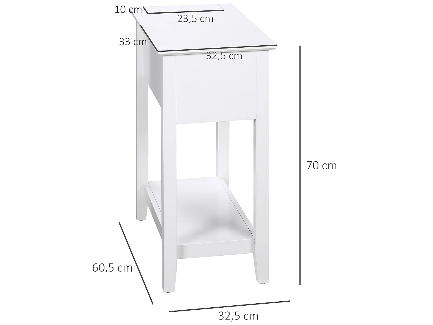 Mesa auxiliar blanco 60.5x32.5x70 cm HOMCOM