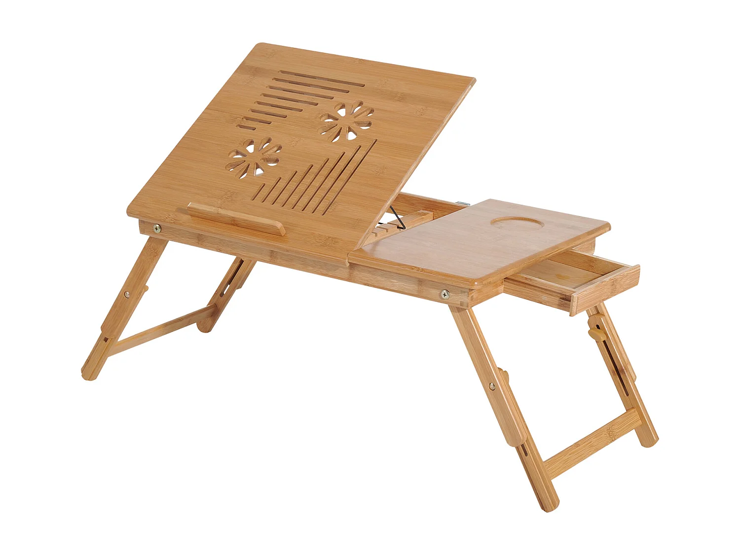 Mesa de ordenador portátil natural bambú 55x35x30 cm HOMCOM