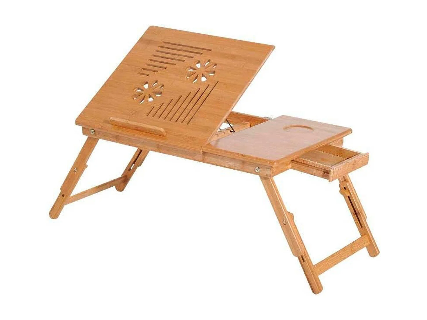 Mesa de ordenador portátil natural bambú 55x35x30 cm HOMCOM