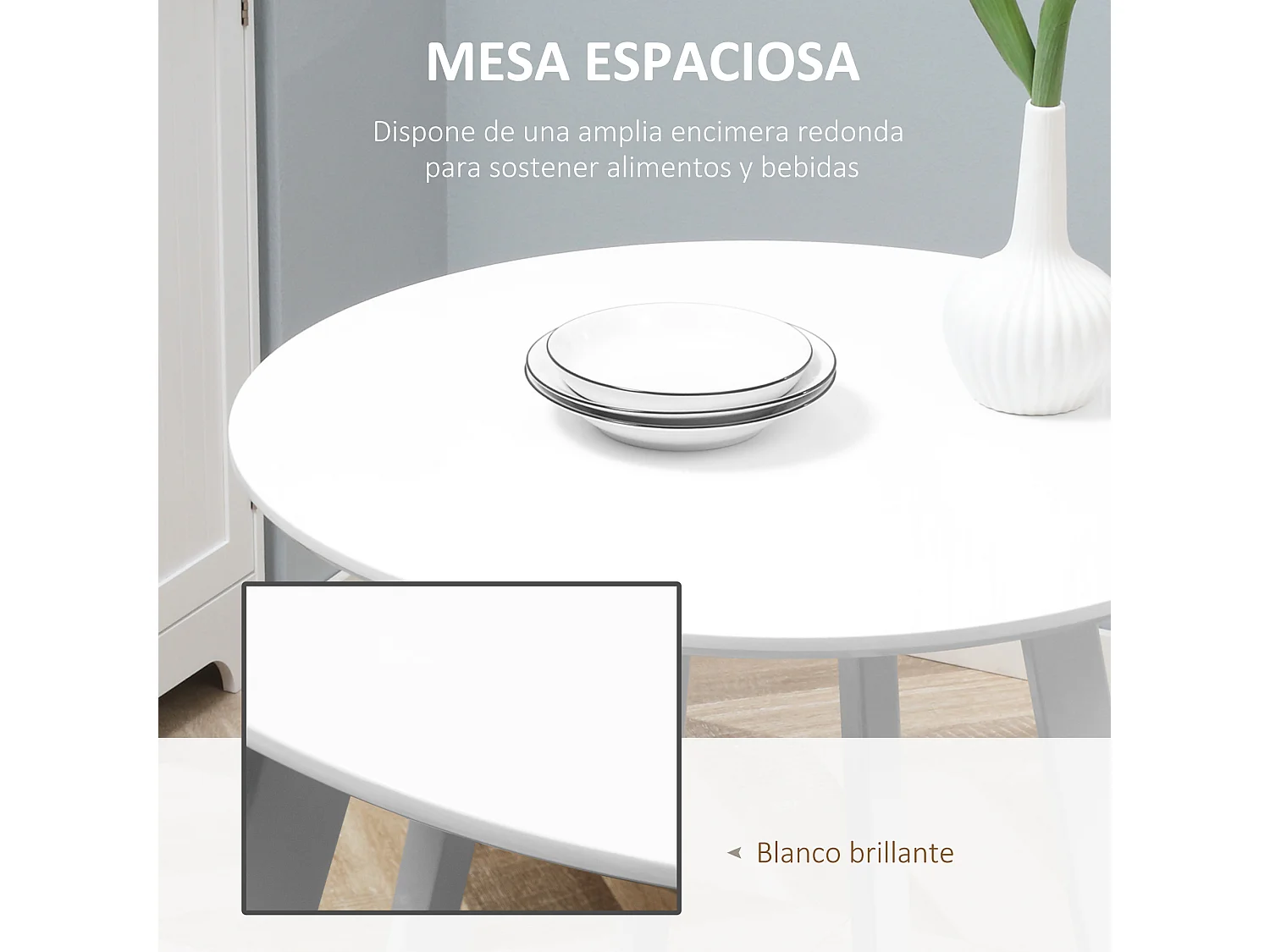 Mesa de comedor blanco 72x72x75 cm HOMCOM