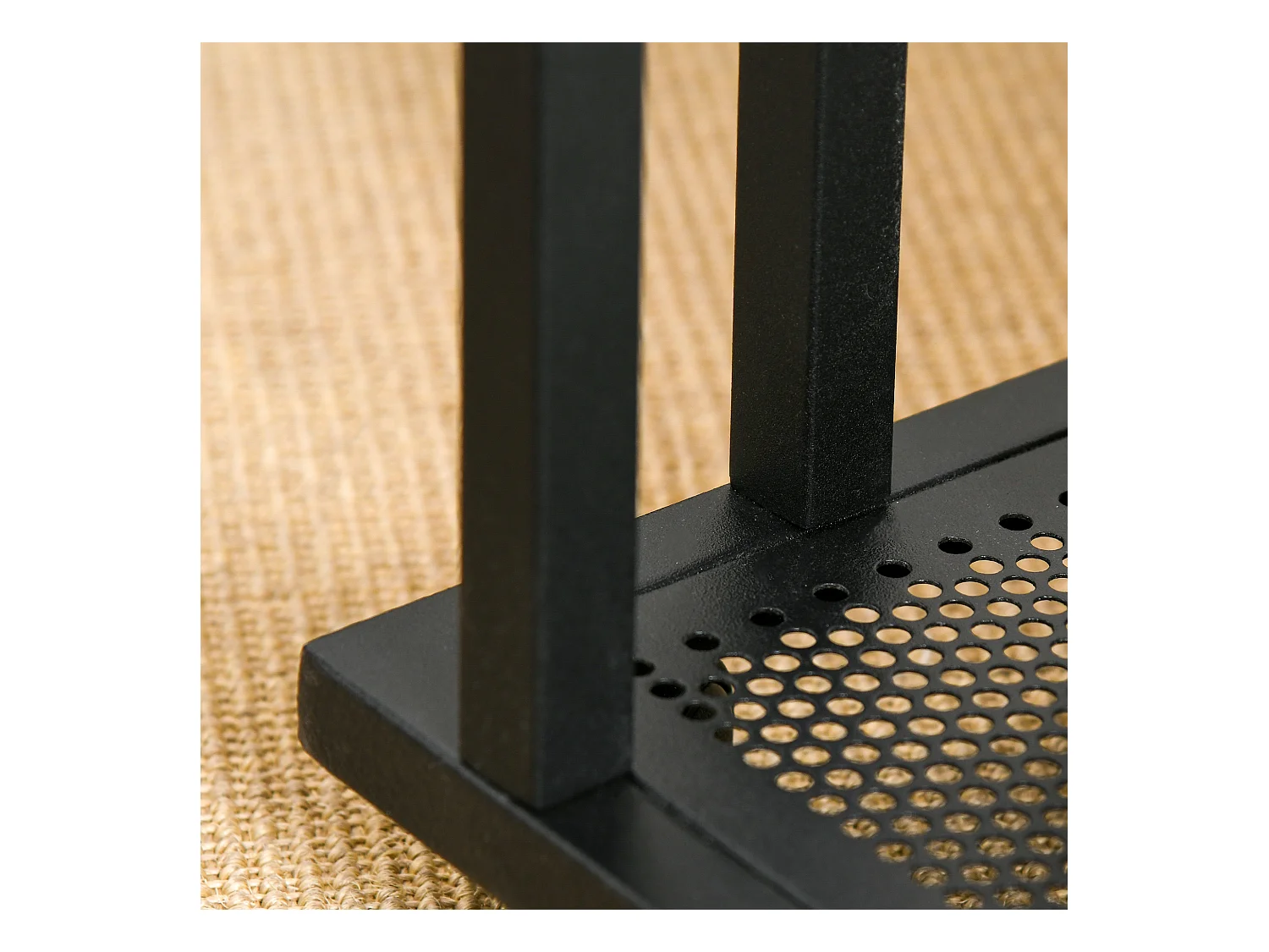 Mesa lateral negro y madera 51x36x65 cm HOMCOM