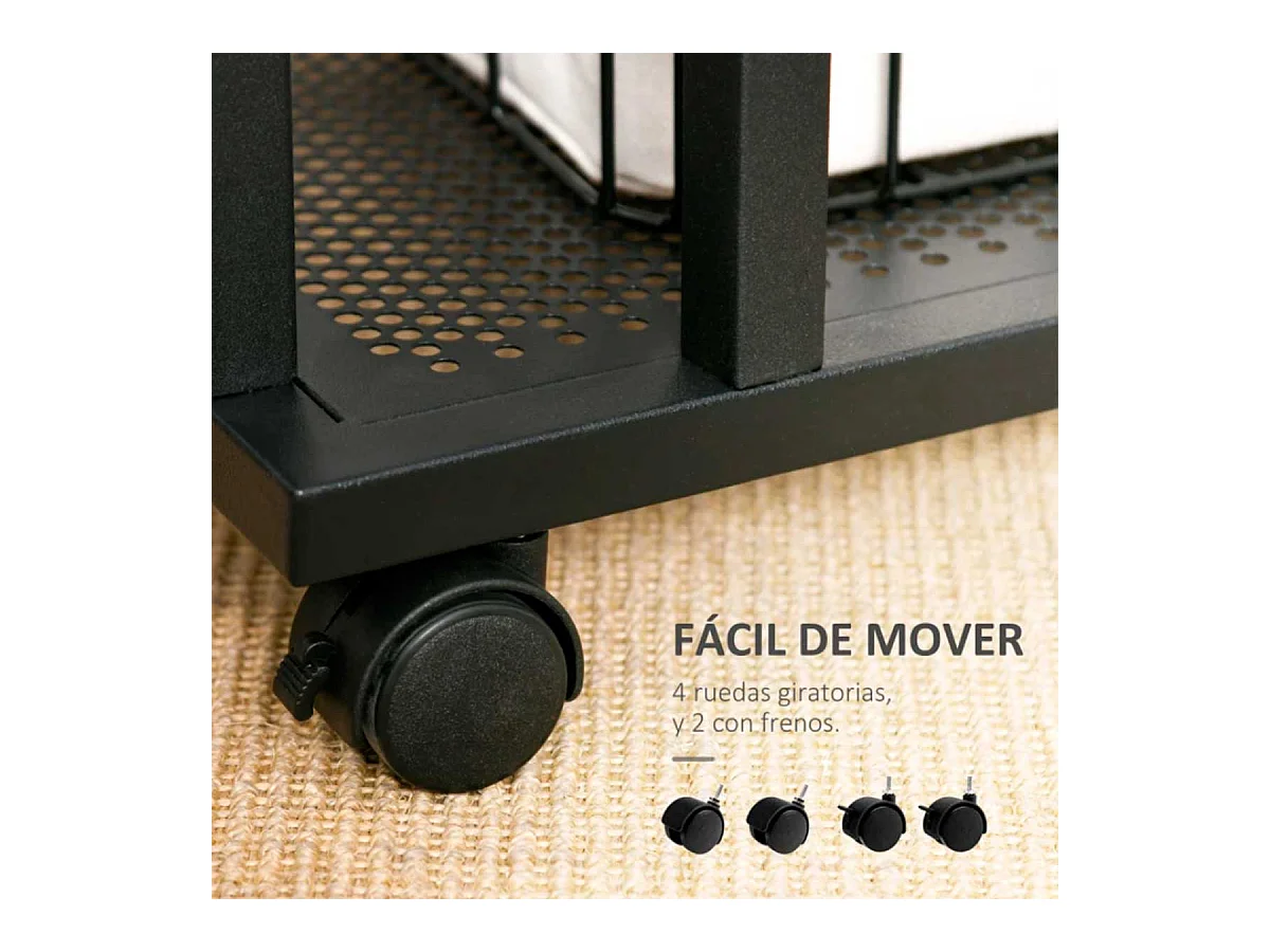 Mesa lateral negro y madera 51x36x65 cm HOMCOM