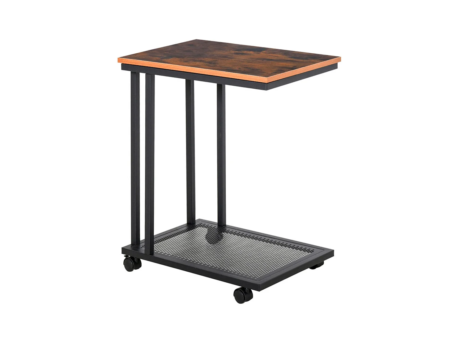 Mesa lateral negro y madera 51x36x65 cm HOMCOM