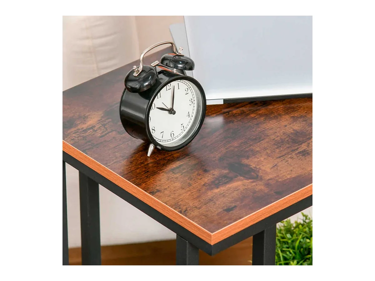 Mesa lateral negro y madera 51x36x65 cm HOMCOM