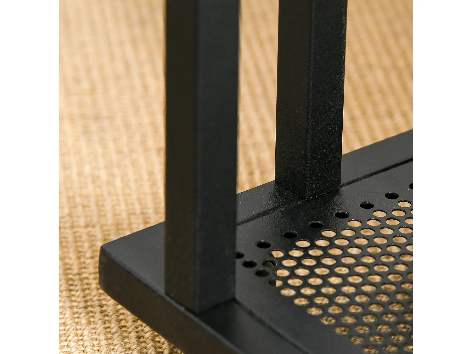 Mesa lateral negro y madera 51x36x65 cm HOMCOM