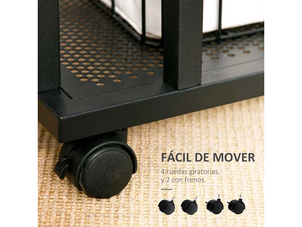 Mesa lateral negro y madera 51x36x65 cm HOMCOM