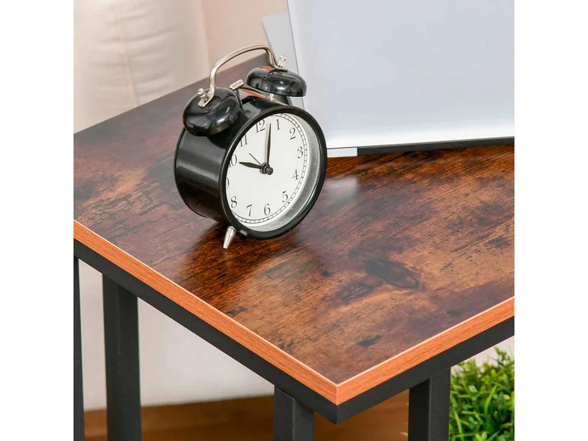 Mesa lateral negro y madera 51x36x65 cm HOMCOM