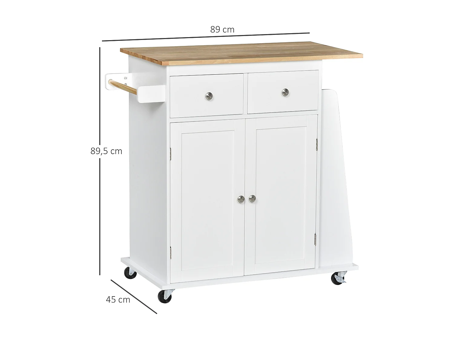 Carro de cocina blanco 89x45x89.5 cm HOMCOM