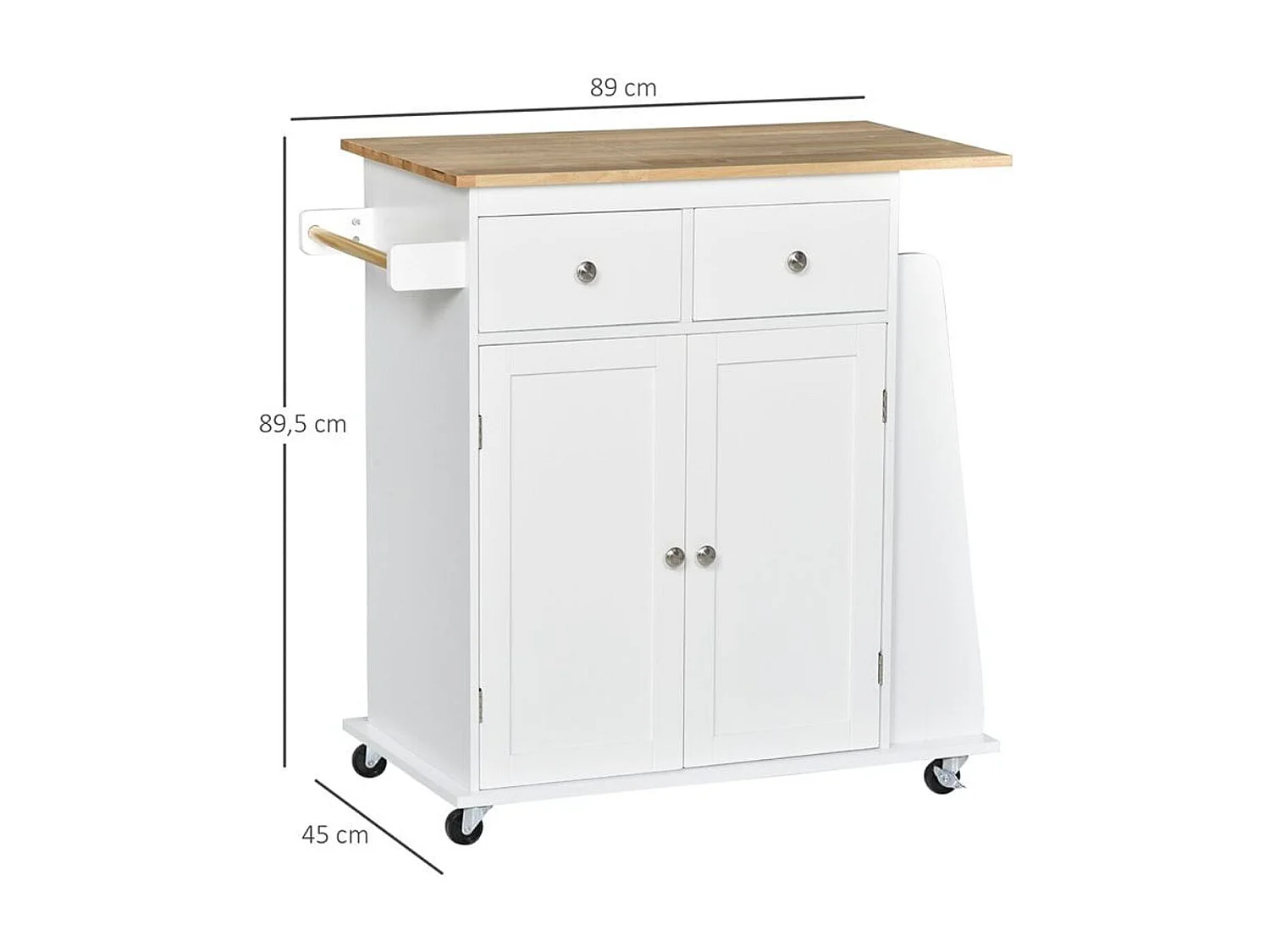 Carro de cocina blanco 89x45x89.5 cm HOMCOM