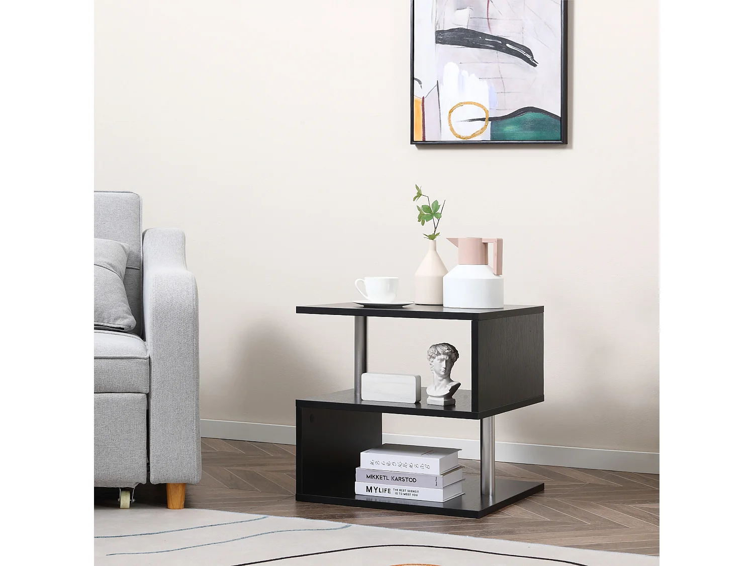 Mesa de centro negro 50x50x50 cm HOMCOM