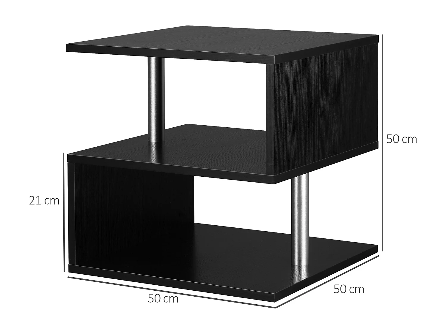 Mesa de centro negro 50x50x50 cm HOMCOM