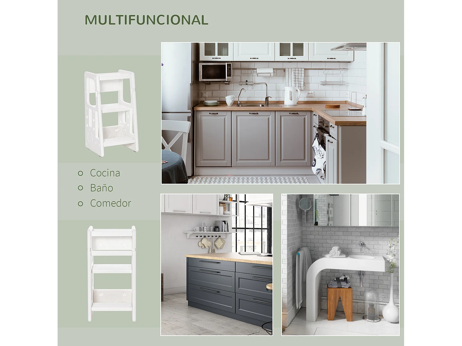 Torre de aprendizaje para niños blanco 47x47x90 cm HOMCOM