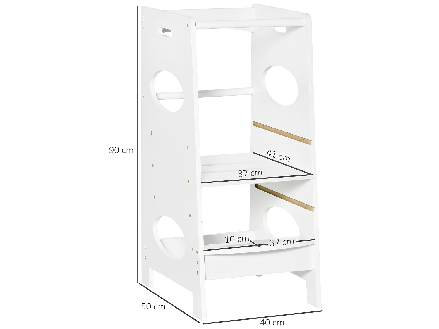Torre de aprendizaje para niños blanco 40x50x90 cm HOMCOM