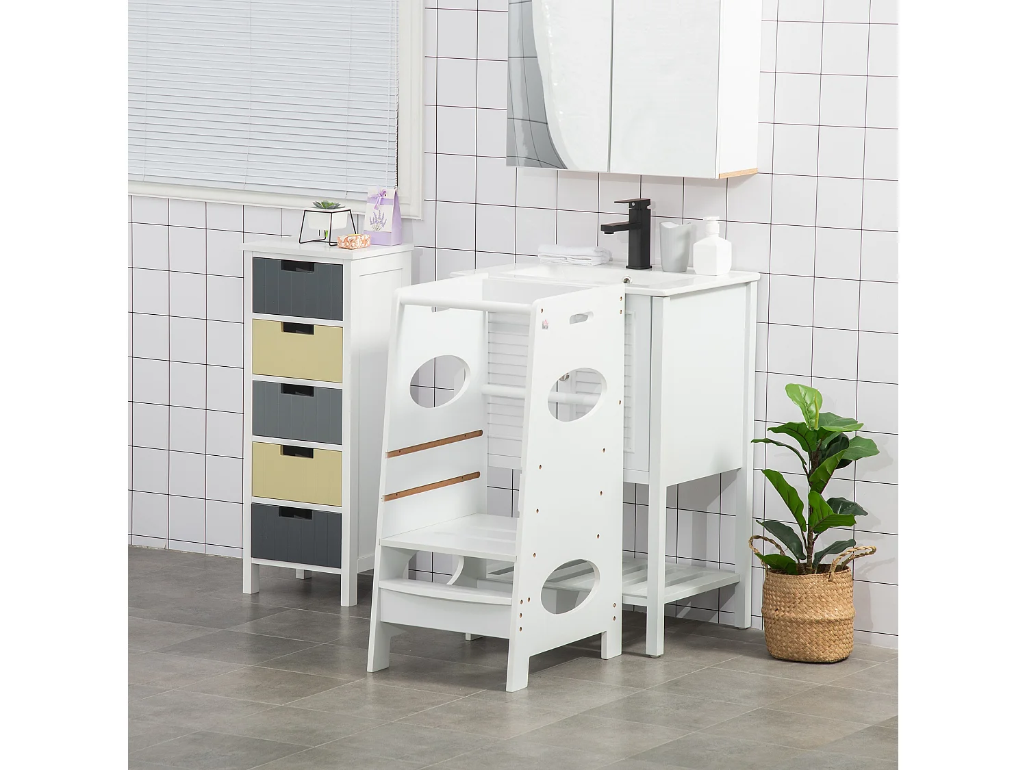 Torre de aprendizaje para niños blanco 40x50x90 cm HOMCOM