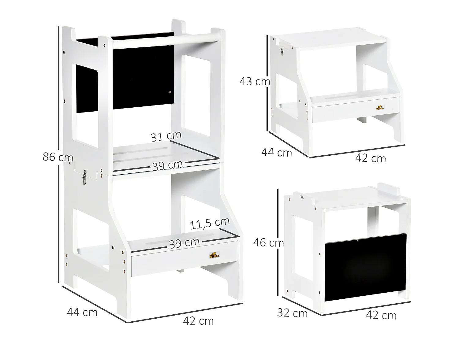 Torre de aprendizaje blanco 42x44x86 cm HOMCOM
