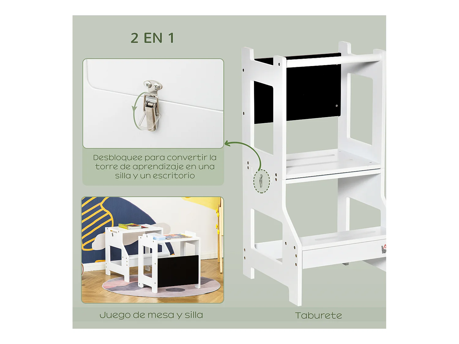 Torre de aprendizaje blanco 42x44x86 cm HOMCOM