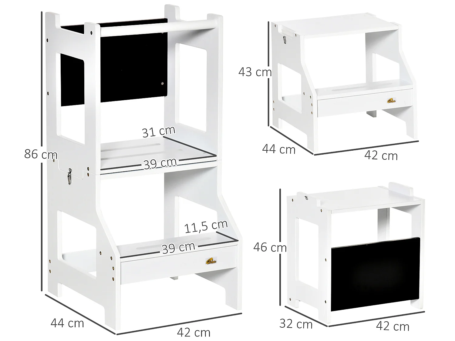 Torre de aprendizaje blanco 42x44x86 cm HOMCOM