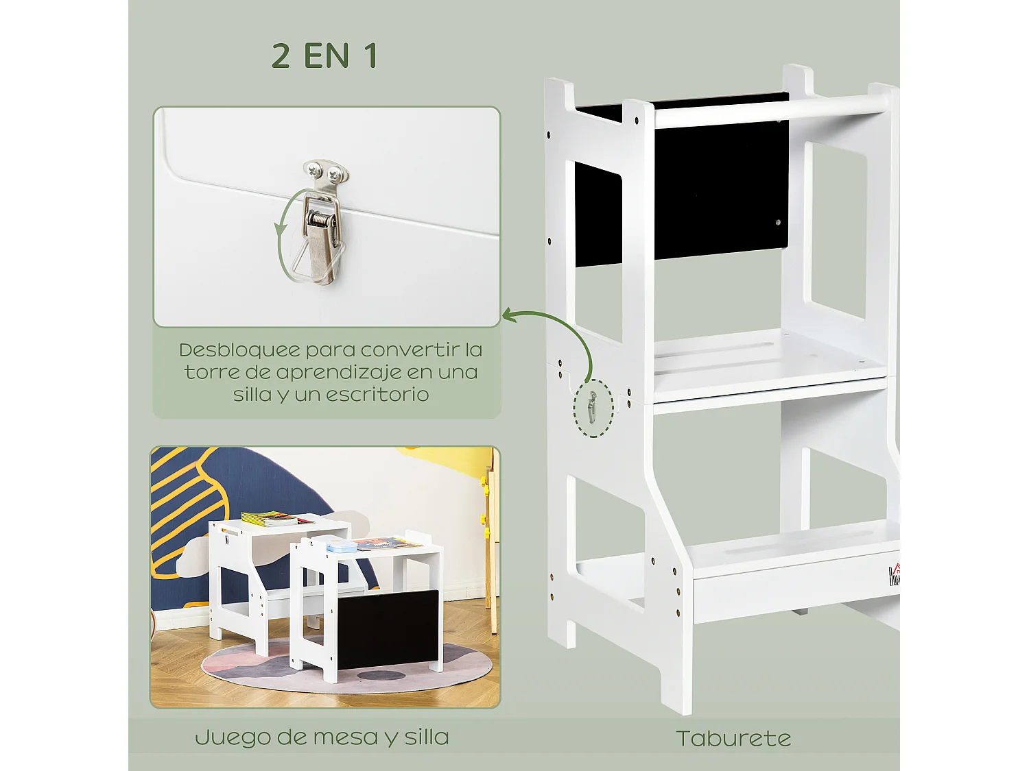 Torre de aprendizaje blanco 42x44x86 cm HOMCOM