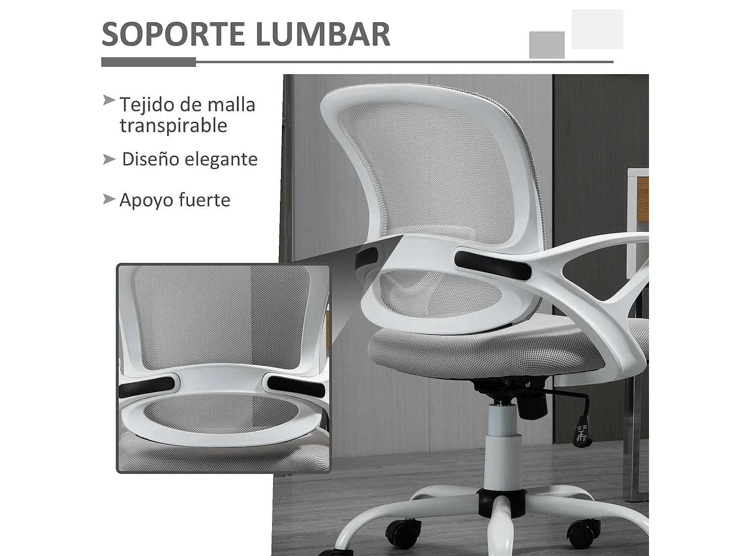 Silla de oficina gris 61x61x99 cm Vinsetto