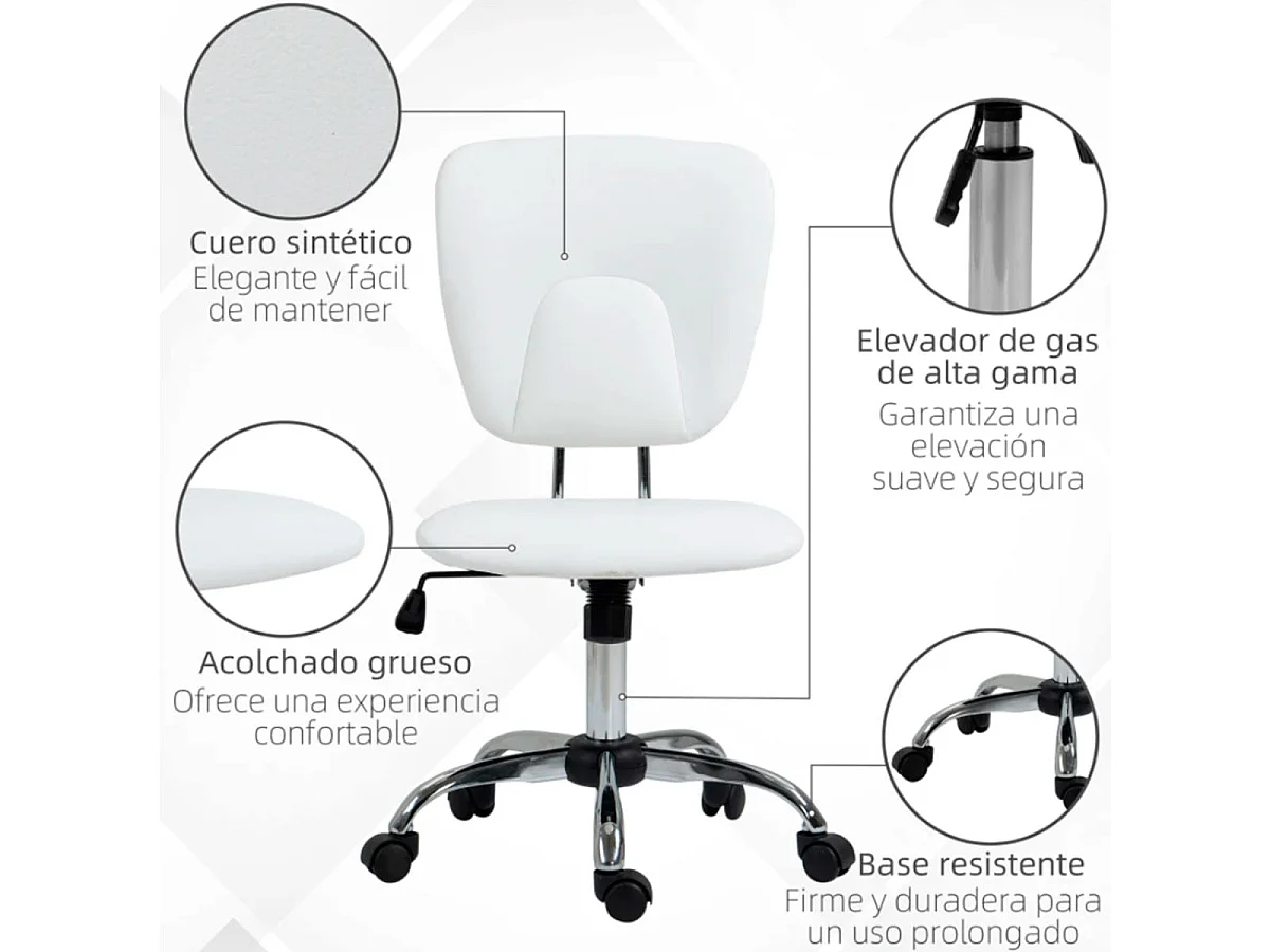 Silla de oficina blanco 50x54x96.5 cm Vinsetto