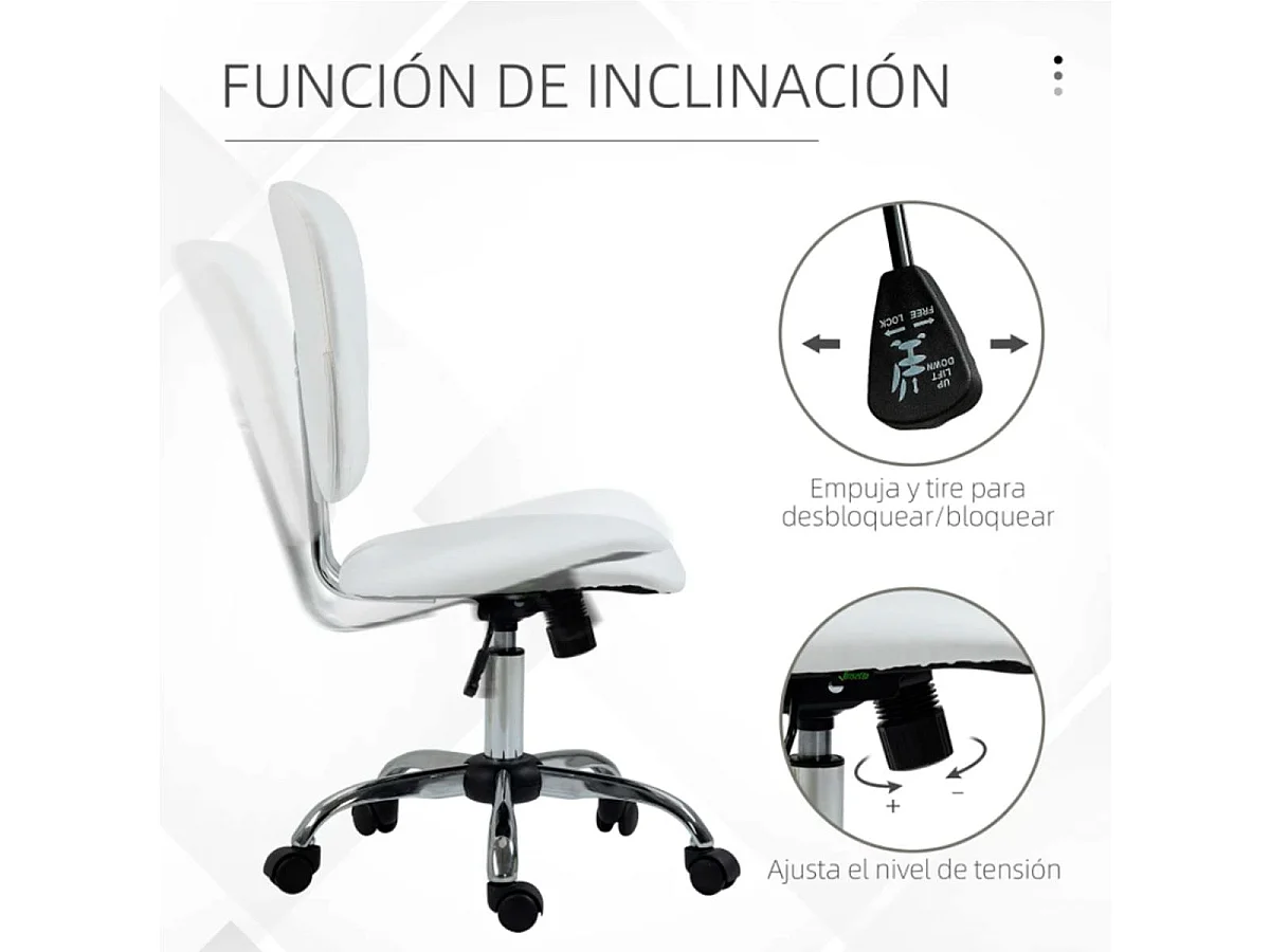 Silla de oficina blanco 50x54x96.5 cm Vinsetto