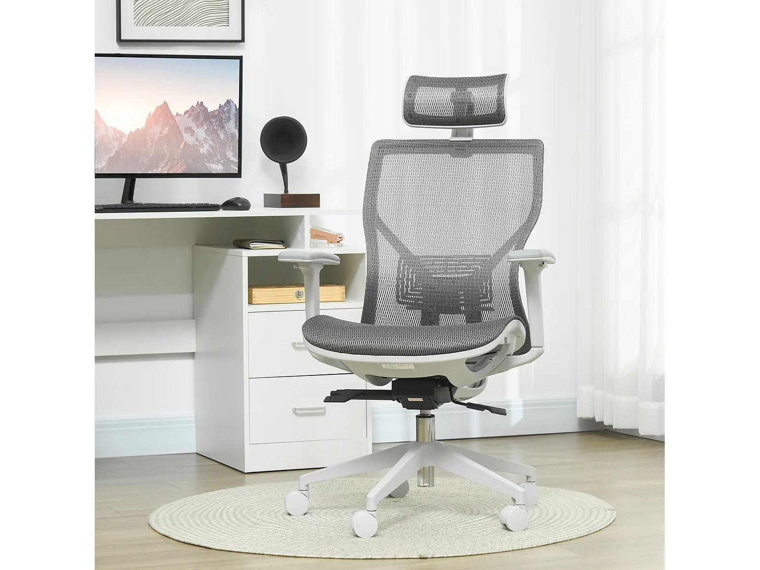 Silla de oficina gris 67x65x128 cm Vinsetto