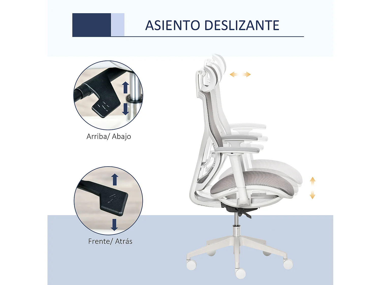 Silla de oficina gris 67x65x128 cm Vinsetto