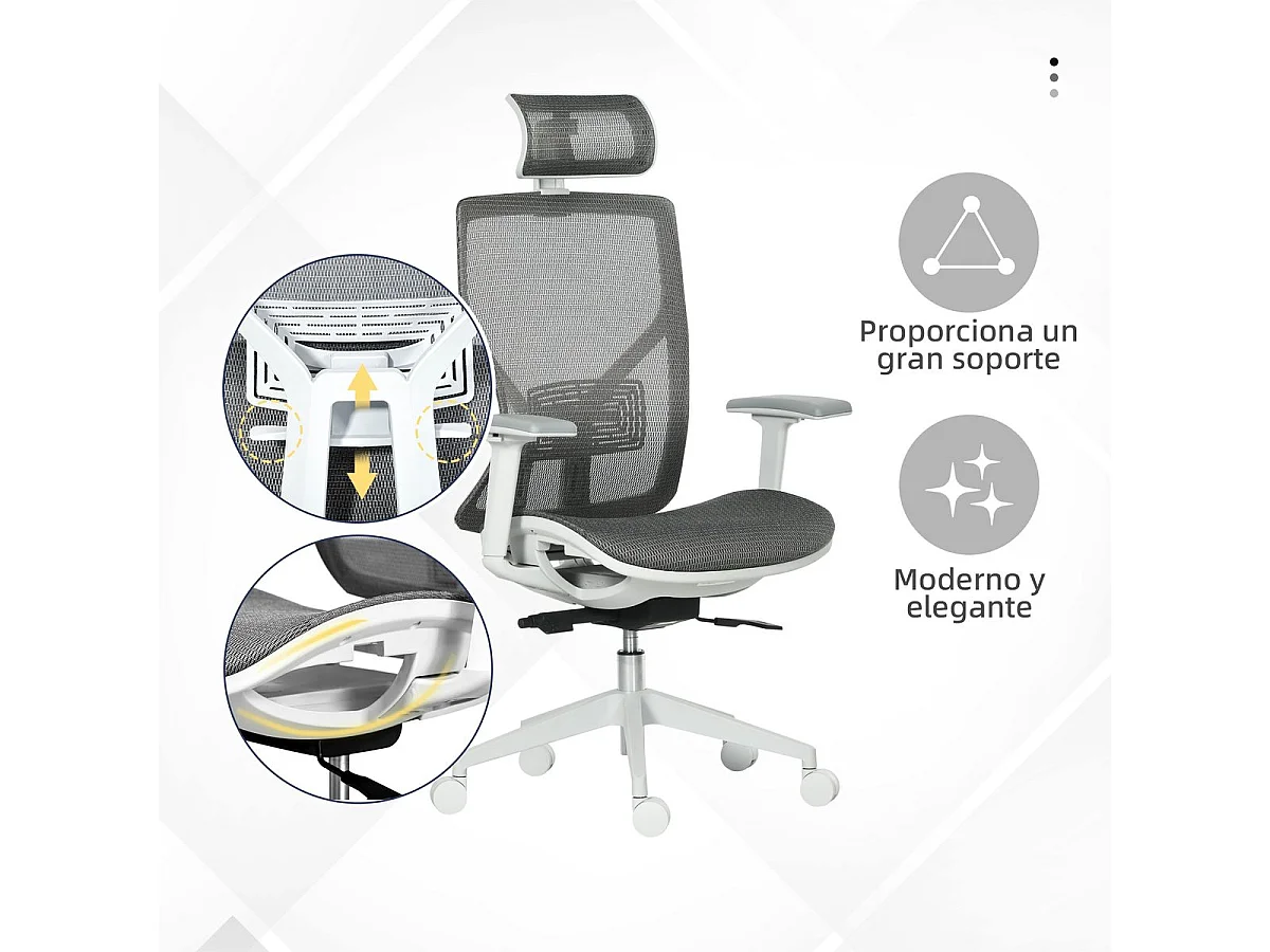 Silla de oficina gris 67x65x128 cm Vinsetto