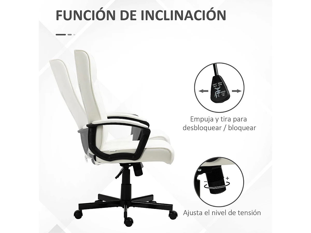 Silla de oficina crema 65x72x112.5 cm Vinsetto