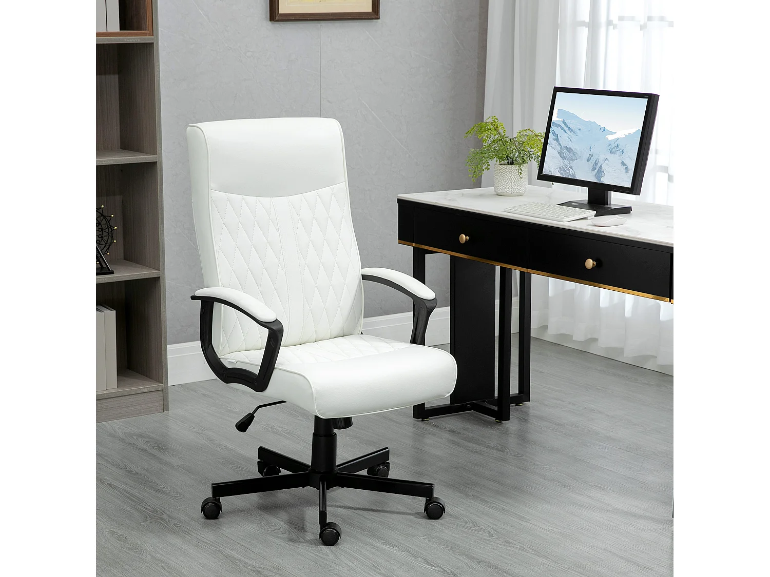 Silla de oficina crema 65x72x112.5 cm Vinsetto