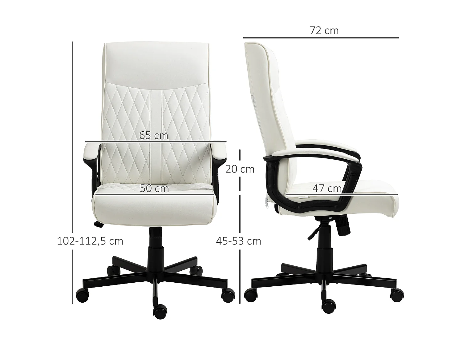 Silla de oficina crema 65x72x112.5 cm Vinsetto