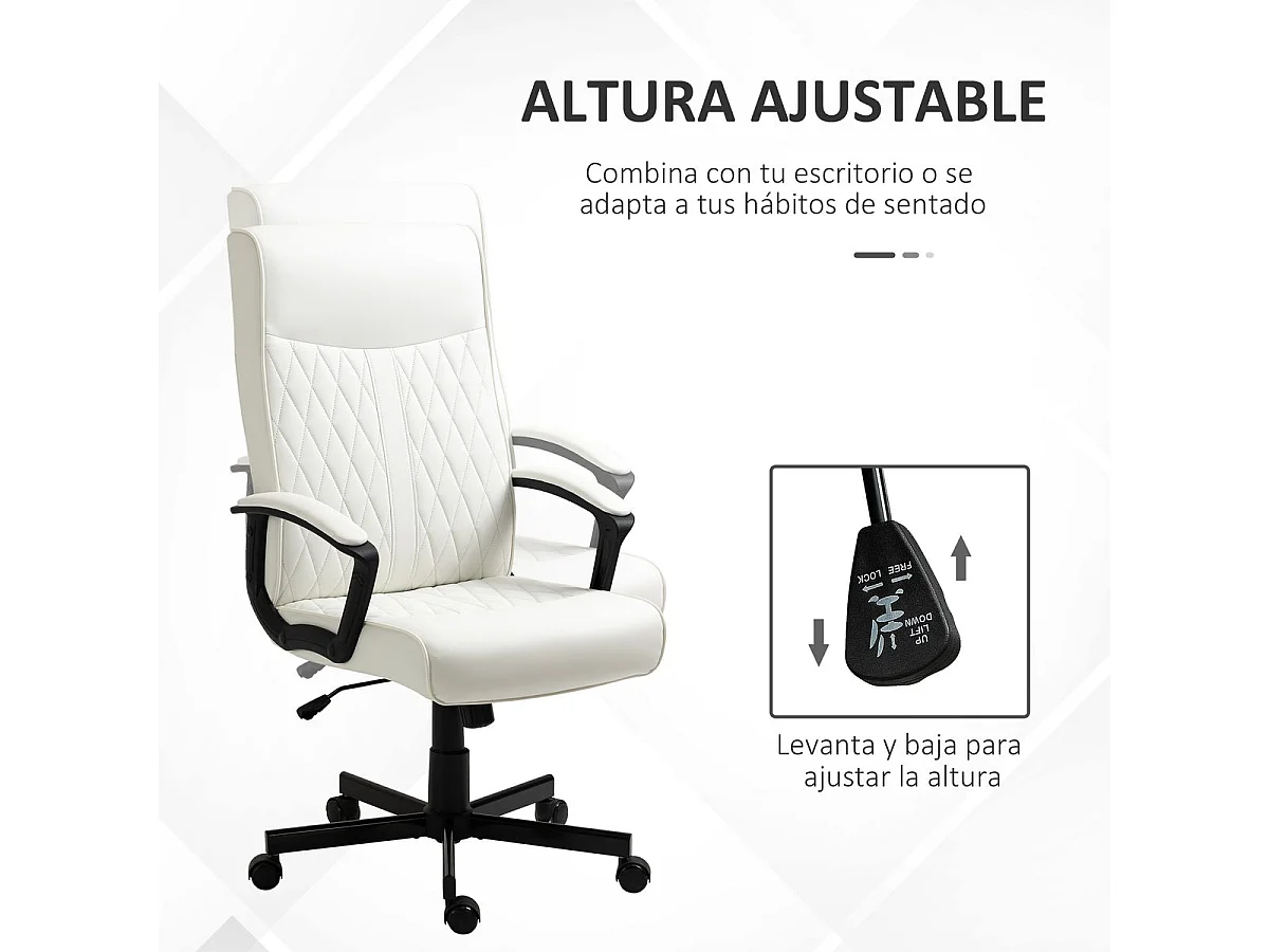 Silla de oficina crema 65x72x112.5 cm Vinsetto