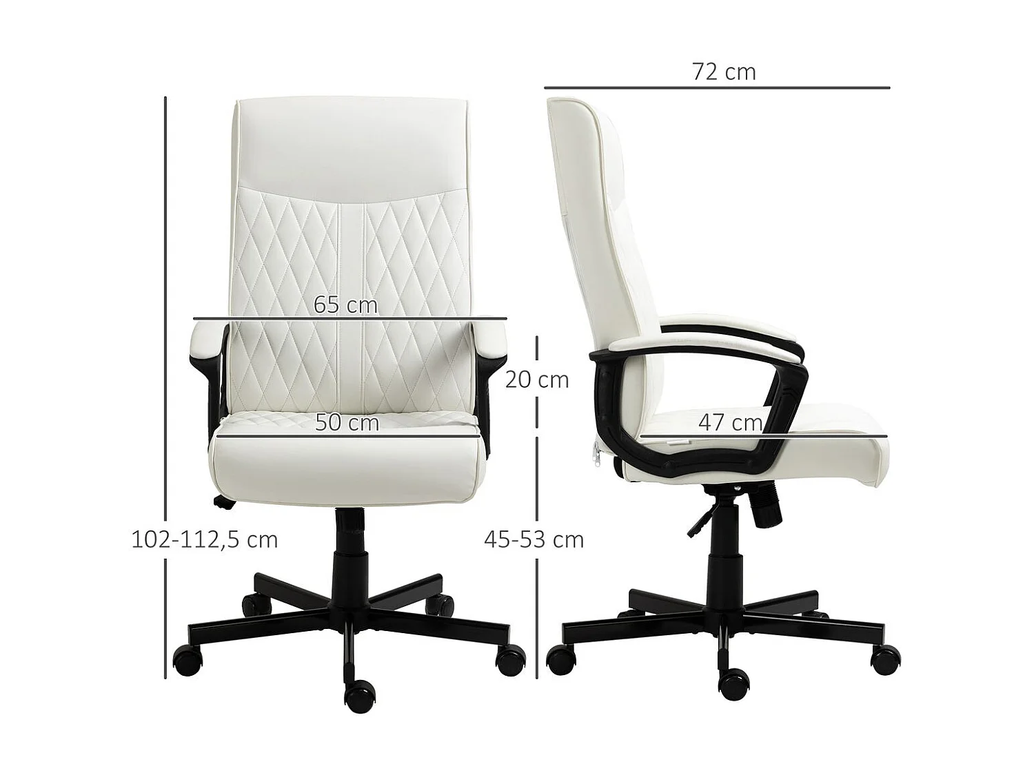 Silla de oficina crema 65x72x112.5 cm Vinsetto