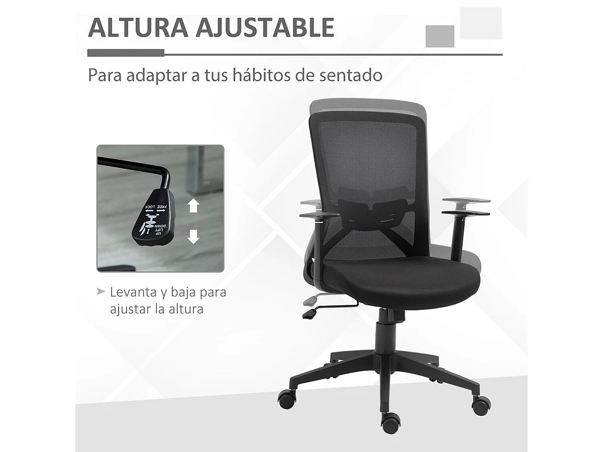 Silla de oficina negro 62x56x103 cm Vinsetto