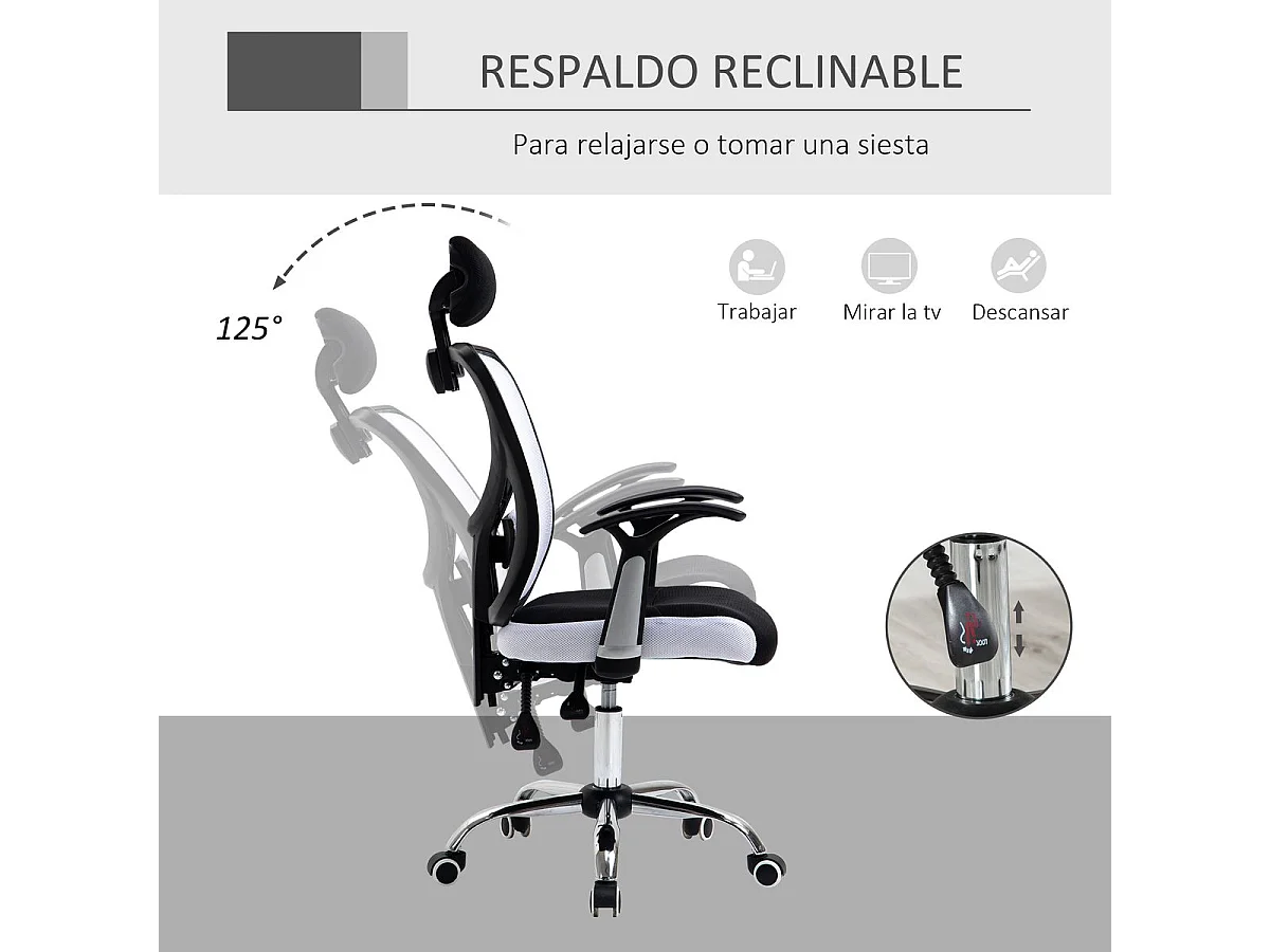 Silla de oficina blanco 62x67x118 cm Vinsetto