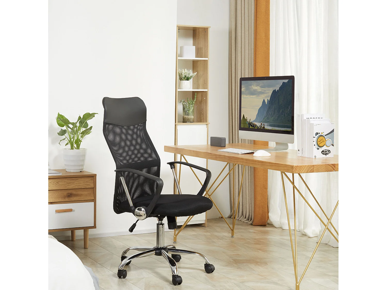 Silla de oficina negro 63x65x119 cm HOMCOM