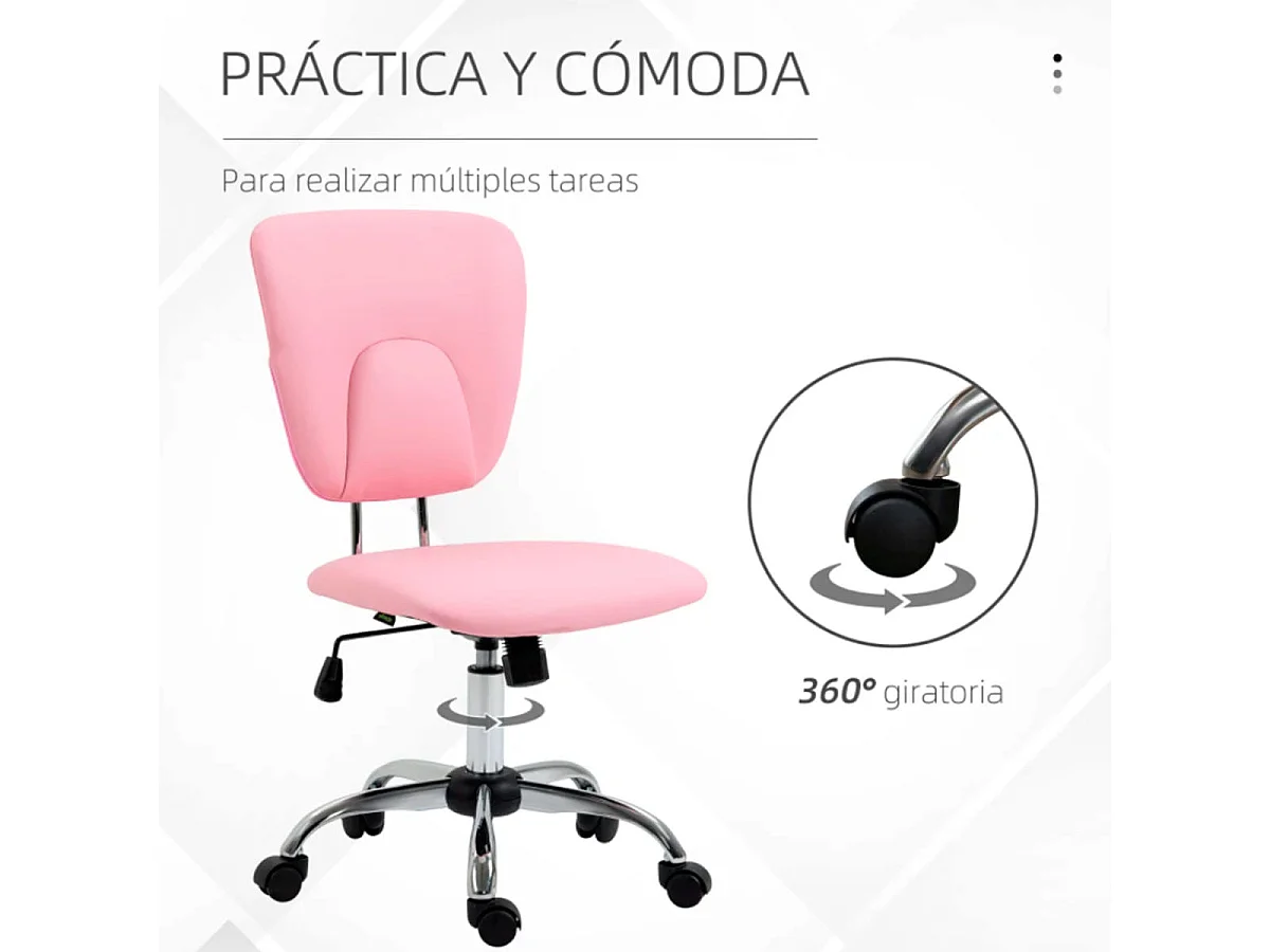 Silla de oficina rosa 50x54x96.5 cm Vinsetto