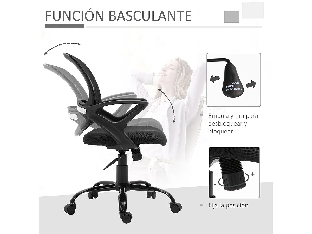 Silla de oficina negro 61x61x99 cm Vinsetto