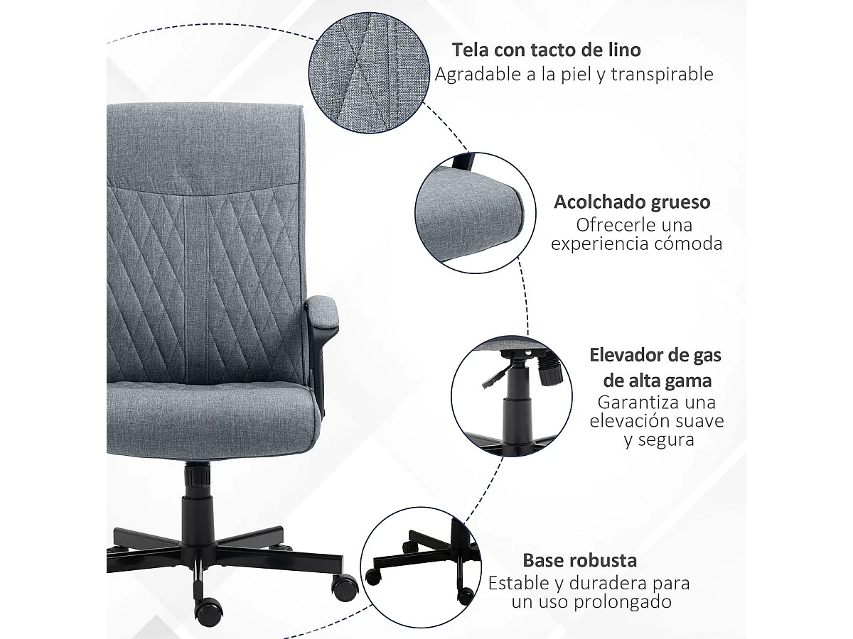 Silla de oficina gris oscuro 65x72x112.5 cm Vinsetto